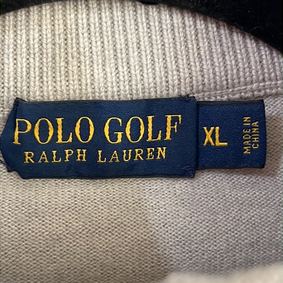 Polo Golf Ralph Lauren Merino Wool Beige Mock collard 1/4 Zip PullOver Men Large - Picture 10 of 10